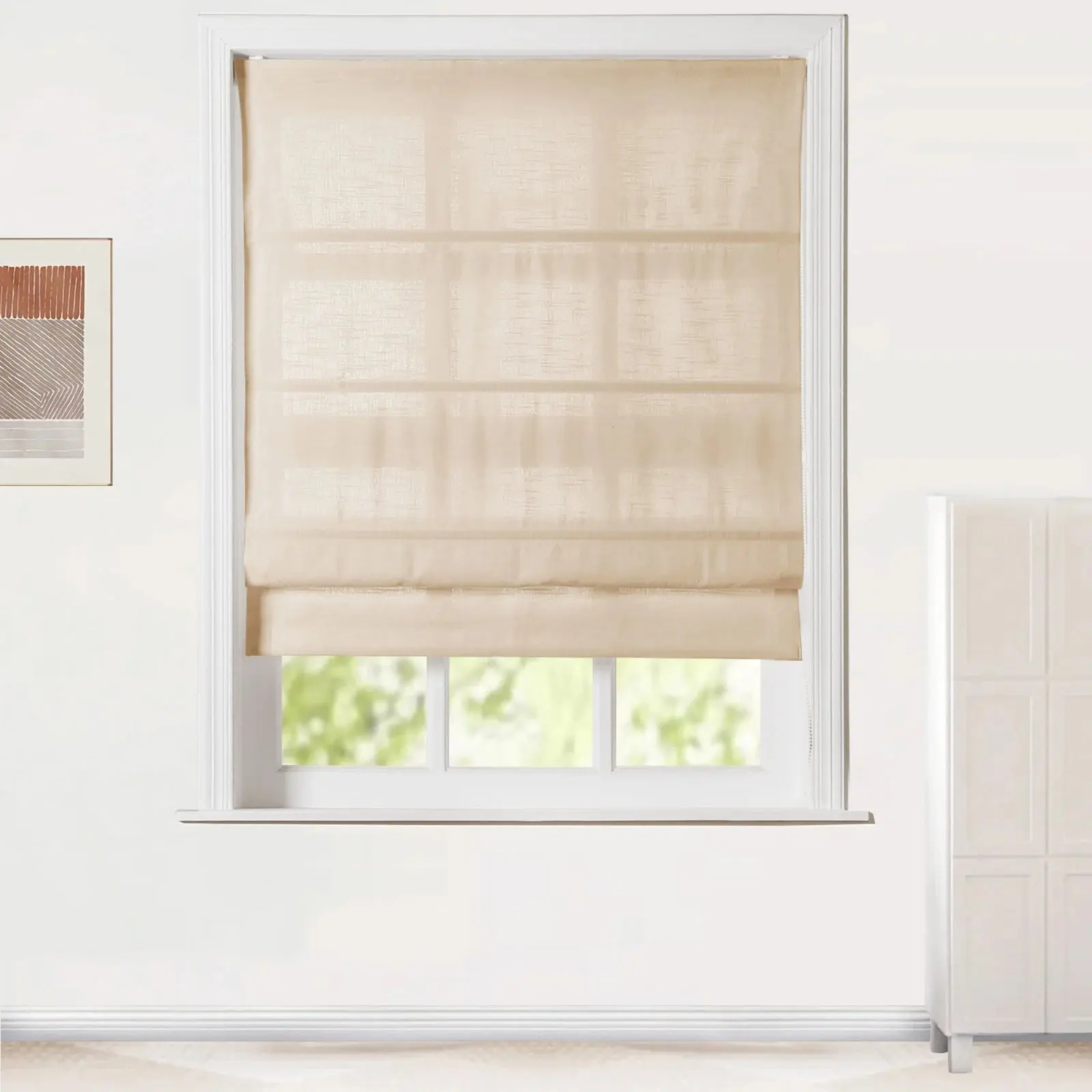 Jawara Linen Cotton Roman Shade Cord Lift - Image 25