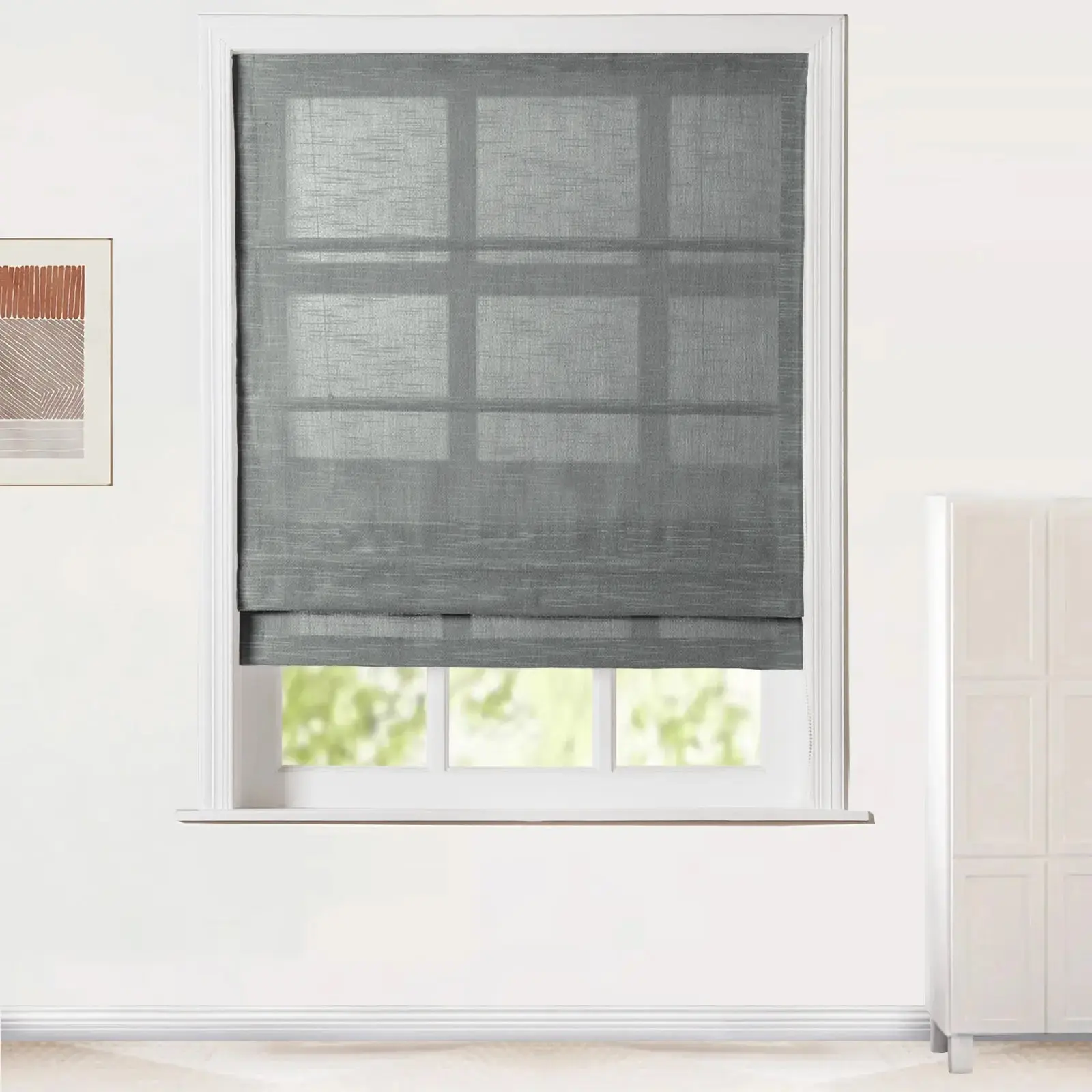 Jawara Linen Cotton Roman Shade Cord Lift - Image 28