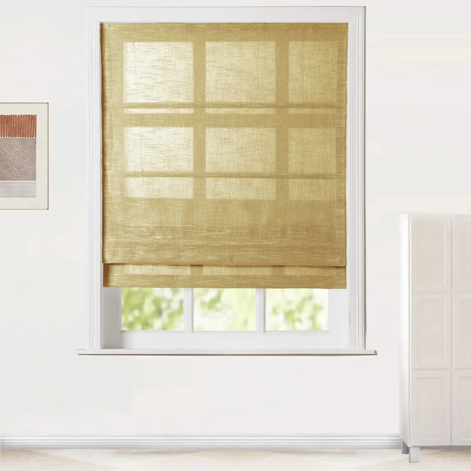 Jawara Linen Cotton Roman Shade Cord Lift - Image 29