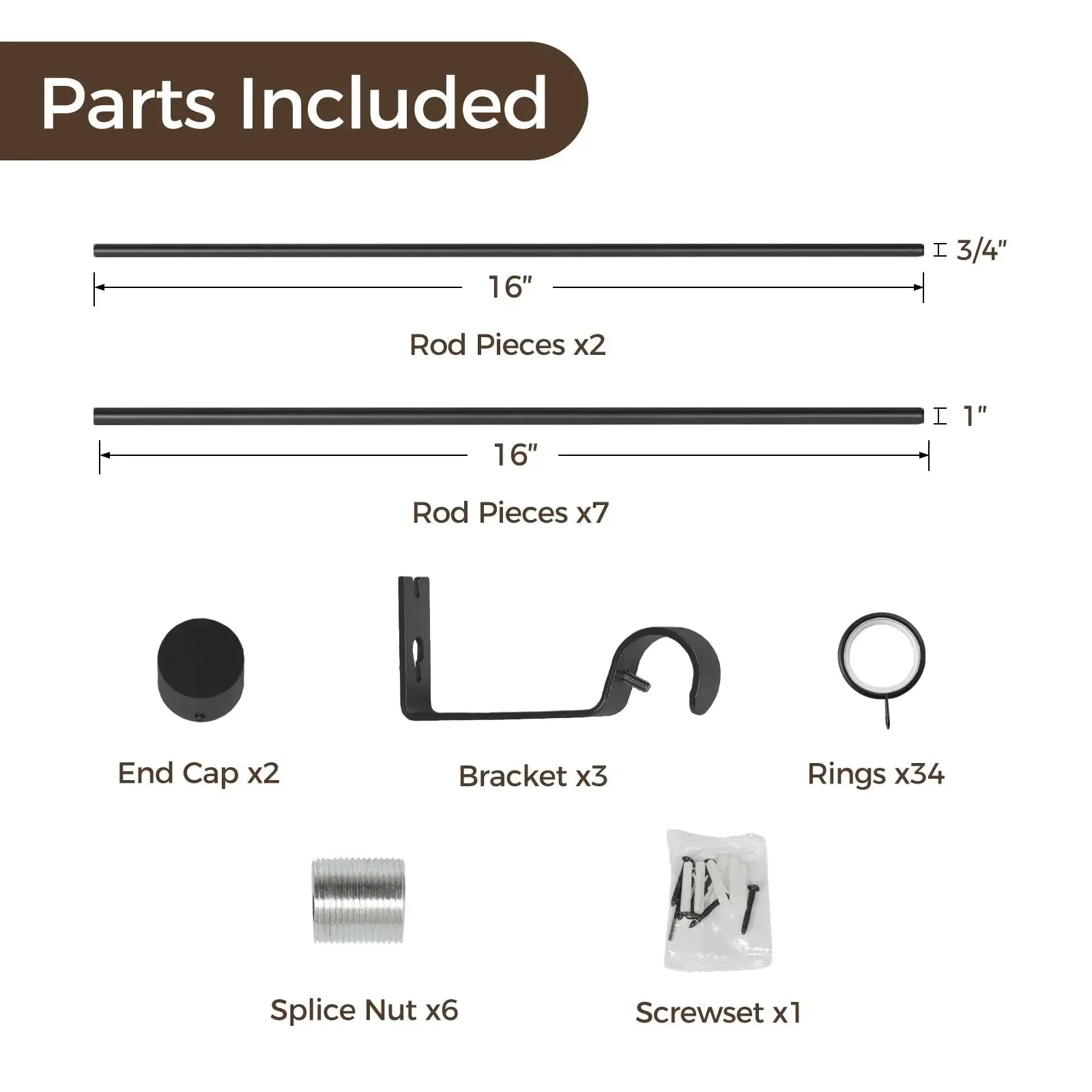 Jaylon Adjustable Curtain Rod with Rings - Image 10
