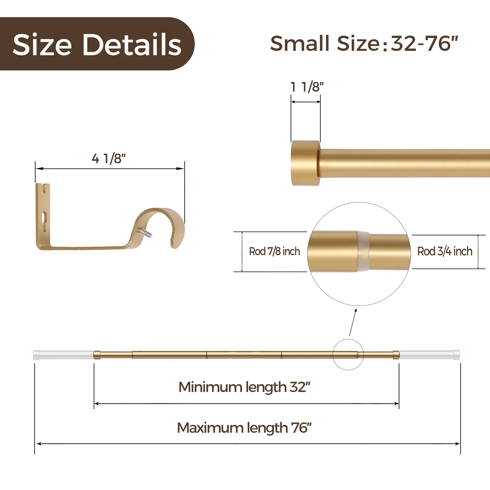 Jaylon Adjustable Curtain Rod with Rings - Image 11