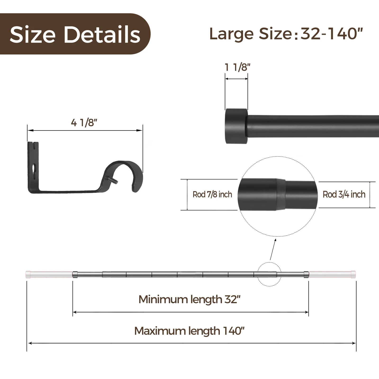 Jaylon Adjustable Curtain Rod with Rings - Image 9