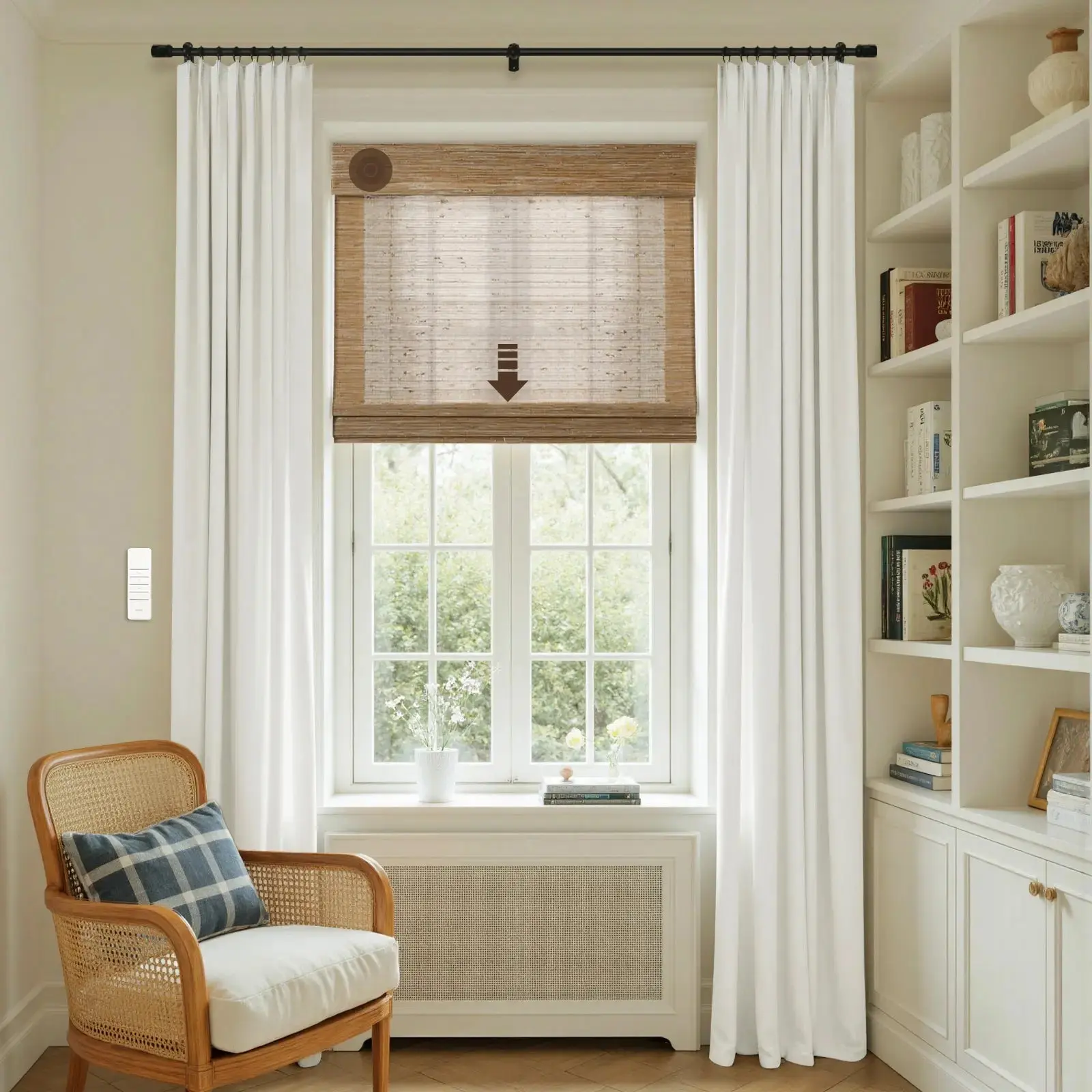 Motorized Window Woven Bamboo Shades - Image 4